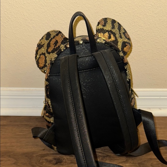 Sequin Leopard Print Mini Backpack with Bow and Matching Ear Headband - Picture 4 of 7